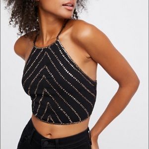 Free People Stars Align Sequin Brami Black Cropped